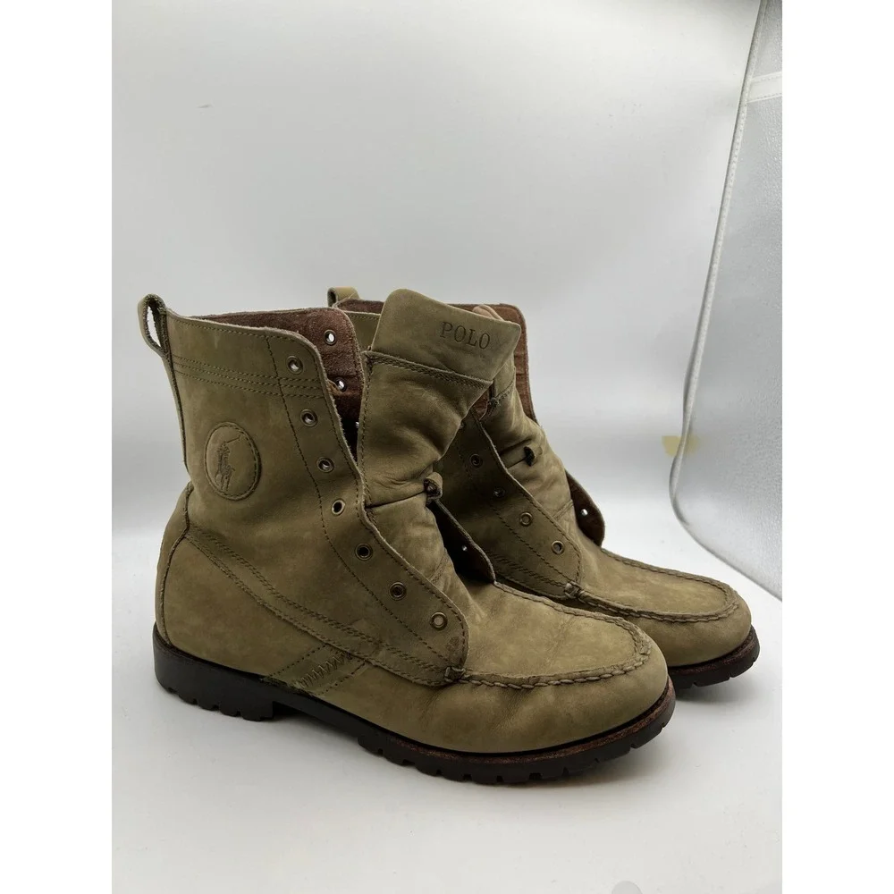 Polo Ralph Lauren Ranger Boots Mens 11.5 D Olive Green Leather Lug Sole 14557